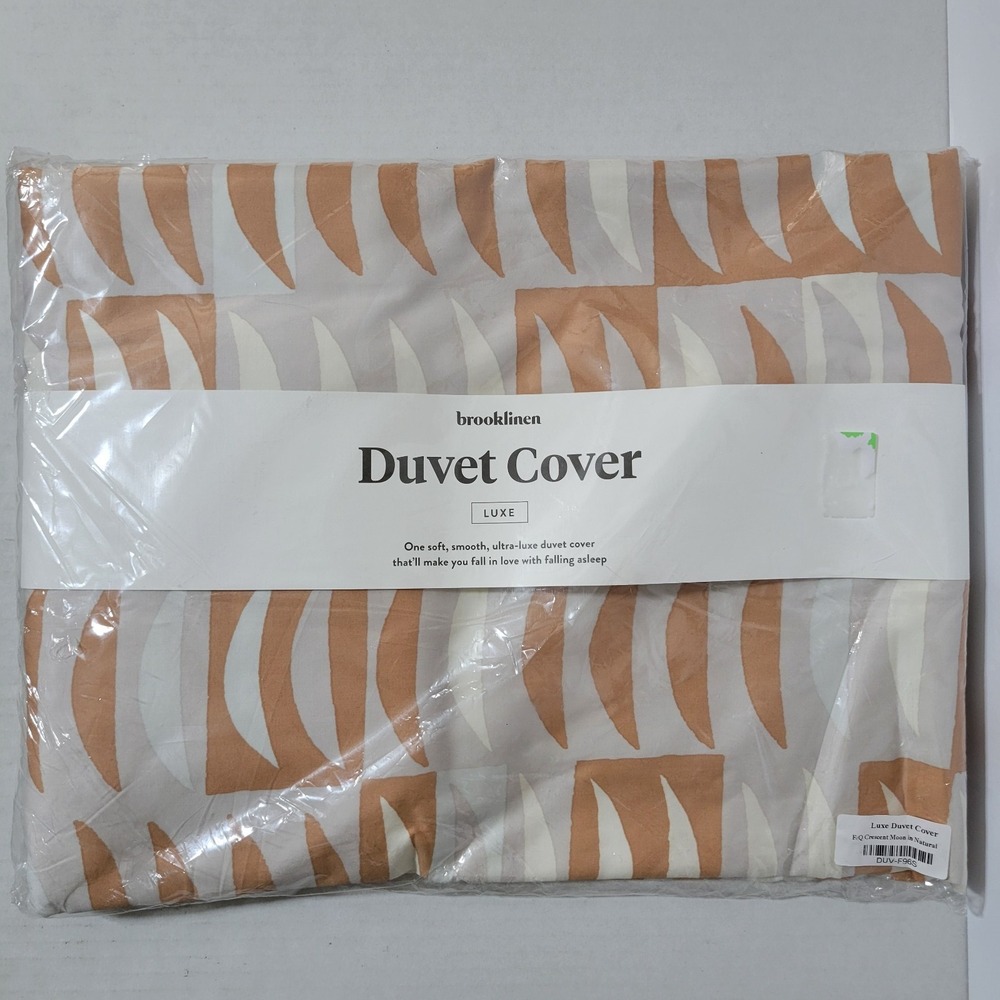 NEW Brooklinen Luxe Duvet Cover FULL/QUEEN - Crescent Moon in Natural Pattern